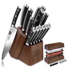 SHAN ZU Kitchen Knife Set with Block 14-Piece German Chef's Knife with Whetstone picture