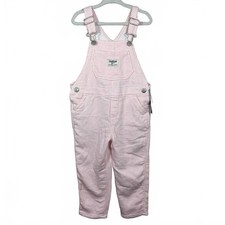 OshKosh B’gosh Girls 3T Pink White Hickory Stripe Vestbak Overalls NWT picture