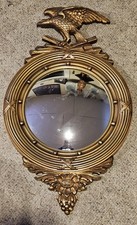 Vintage Mid Century Ethan Allen Baumritter Gold Federal Eagle Convex Wall Mirror picture