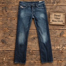 Diesel Viker Mens Jeans 33x34 Straight Leg Dark Indigo Wash 008FC Stretch Denim picture