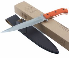 Tassie Tiger P8 Pig Sticker Hunting Fixed Blade Bowie Knife Orange G10 Handle picture