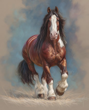 Chestnut Draft Horse Running Portrait Print - 313891042 picture