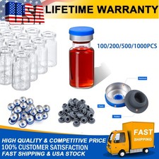 100-1000Pcs 10ml Clear Glass Headspace Vials w/ Plastic-Aluminum Flip Off Caps picture