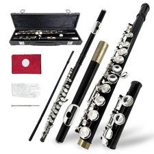 New 16 Hole C Key Flute with Portable Case Closed Hole Nickel Black Full Kit picture