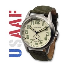 WW2 Military Watch Vintage USAAF Swiss Quartz Canvas Strap 10 ATM picture