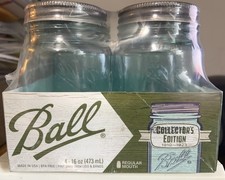 Ball Aqua Collector’s Edition Regular Mouth Pint Glass Mason Jars, 16 oz 4 Pack picture