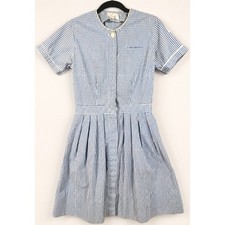 Vintage 1940s Nursing School Uniform Dress Snowhite Milwaukee Gingham S picture