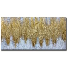 Tiancheng Art 24x48 inch 100% Hand-Painted Oil Painting golden Wall Art Piece... picture