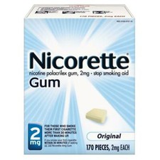 Nicorette 2mg Stop Smoking Aid Nicotine Gum, Original - 170 Count picture
