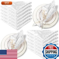 Aormenzy 50 Pack White 17x17 Cloth Napkins Jacquard Scalloped Brocade Wedding picture
