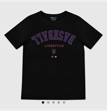 Baseball Lifestyle 101 New York Mets Upside Down Youth T-Shirt Black- Youth L picture