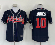HOT Chipper Jones #10 Atlanta Braves Home Throwback Retired Player Jersey Blue picture