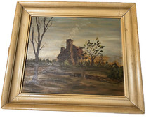 Rare Original Painting Rev. Henry Whitfield House with History Guilford Conn. picture