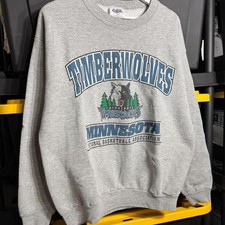 90s Rare Minnesota Timberwolves Crewneck Sweatshirt Reprint RM0289 picture
