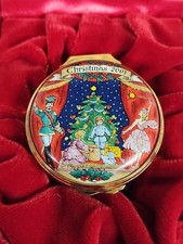 Halcyon Days Enamel Trinket Box Christmas 2001  w/BOX & COA Bilston Battersea  picture