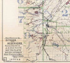 1909 COLORADO Irrigation Map DENVER - BOULDER - WELD - ADAMS - ARAPAHOE Rare picture