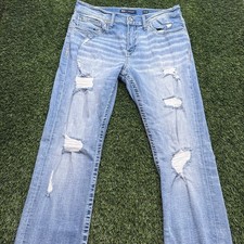 BKE Buckle Jake Straight Jeans Mens 33x32 (Fits 32x32) Blue Denim Light Wash Dis picture