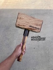 Bad-Wood Mallet 5lbs Southern Oak 8x4x4, Hickory 10.5in Handle, Leather Collar picture