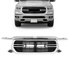 Fit 2019-22 Ram 1500 Front Upper Grill + Grille Molding Trim Set Chrome & Black picture