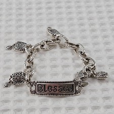 925 Sarda Sterling Silver Artisan Janyl Adair Blessed Charm Bracelet Retail $259 picture