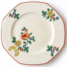 Antique 1926 Homer Laughlin Yellowstone Arcadia Floral Plate 9” Octagonal USA picture