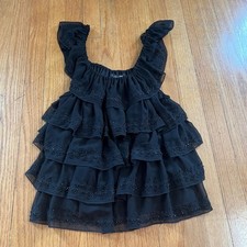 Vintage Y2K coquette whimsical bedazzled ruffle black tank top picture
