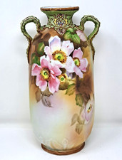 Antique 1891-1911 Nippon Morimura Gumi Hand Painted Multicolor Floral Vase Japan picture