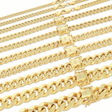 10K Real Yellow Gold 3mm-12.6mm Miami Cuban Lightweight Chain Necklace Bracelet picture