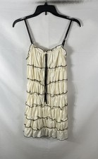 Bailey Rose Women's Cream Black Trim Tiered Ruffle Cami Dress Blouse Sz S NWT picture