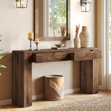 63-Inch Farmhouse Entryway Solid Wood Console Table with 2 Drawers for Hallway picture