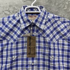 Miller Ranch Cinch SHIRT Mens large Blue Plaid Western Pearl Snap Rodeo Cowboy picture