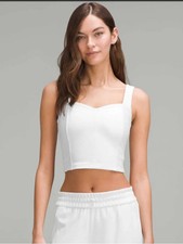 Lululemon Ribbed Softstreme Sweetheart Tank Top White Cropped Women's Size XS picture
