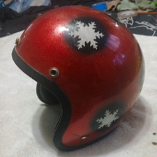 Vintage Late 60's STERLING Motorcycle Helmet VHTF  Metalflake Red 