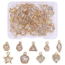 45Pcs Alloy Cubic Zirconia Charms Rhinestone Crystal Charms Pendants Star Heart picture