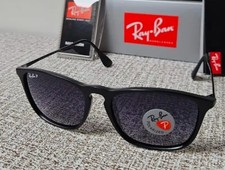 US New Ray-Ban Chris RB4187 Polarized 54-18 Sunglasses Matte Black Gradient Grey picture