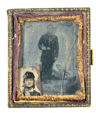 Antique 1/9th Plate Union Civil War Soldiers Photo Tintype KS IL cased picture