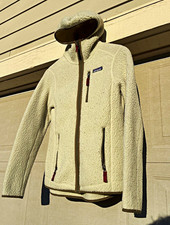 Patagonia Retro Pile Women's Full Zip Hooded Jacket Beige Size M picture