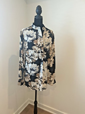 Anne Klein Floral Chiffon Long Sleeved Blouse L New picture