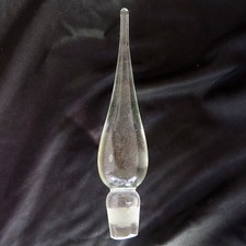 Vintage MCM Handmade Flame Teardrop Clear Glass Bottle Stopper 9-1/2