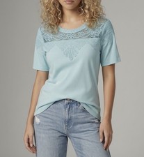NWT Talbots Women’s Size XL Blue Embroidered Yoke Cotton Round Neck Pullover Top picture