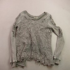 Gimmicks by BKE Women's Medium Gray Geometric V-Neck Long Sleeve Boho Top Buckle picture