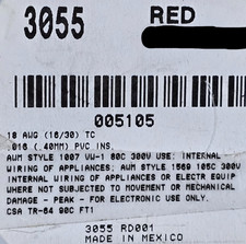 Alpha Wire 3055 18awg Tinned Copper Hook Up Wire 105C 300V UL-1007 RED /100ft picture
