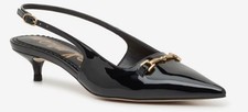 MINT Sam Edelman Farrah Kitten Heel Pointed Toe Slingback Black Patent Pump Sz 8 picture