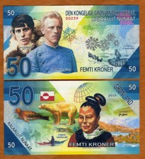 Greenland, 50 Kroner, 2025-2026, Private Issue Kamberra, UNC Rusmussen, Nansen picture