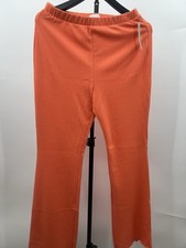 NWT Abound Orange Ribbed Flare Pants Lettuce Hem Size S picture