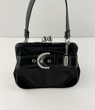 VTG Coach 3579 Madison Black Satin Swarovski Crystal Kiss Lock Bag Archive  picture