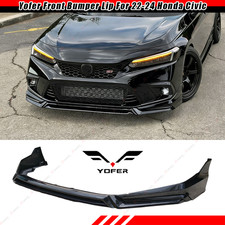 For 2022-2024 Honda Civic Yofer V3 Crystal Black Pearl Front Bumper Lip Splitter picture