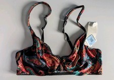 VTG Second Skin Satin Bra 34B Multicolor 80s Front Closure Paisley By Warner's picture