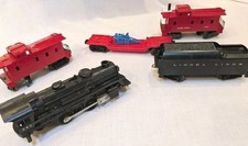 Vintage Lionel O Gauge Train Lot 242 Engine Tender Cabooses Flatcar 5 Pc picture