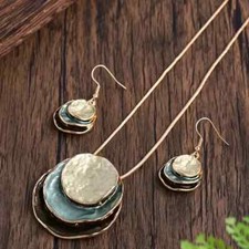 Bohemian Retro Jewelry Set Handcrafted Earrings Necklace Women Holiday Gift picture